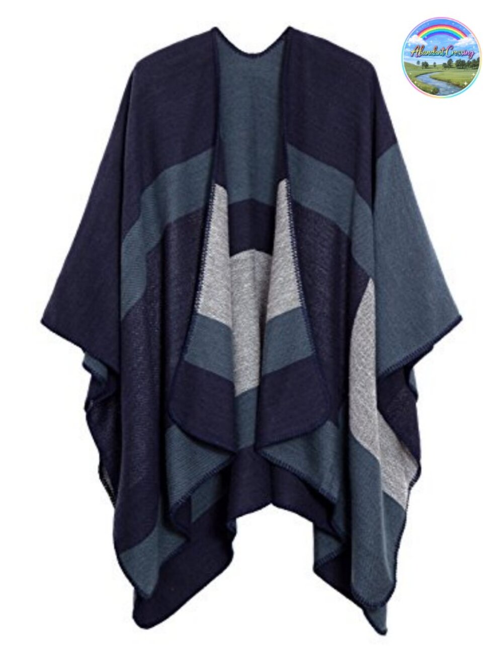 Urban CoCo Women's Color Block Open Front Poncho Shawl Wrap Cape Ruana